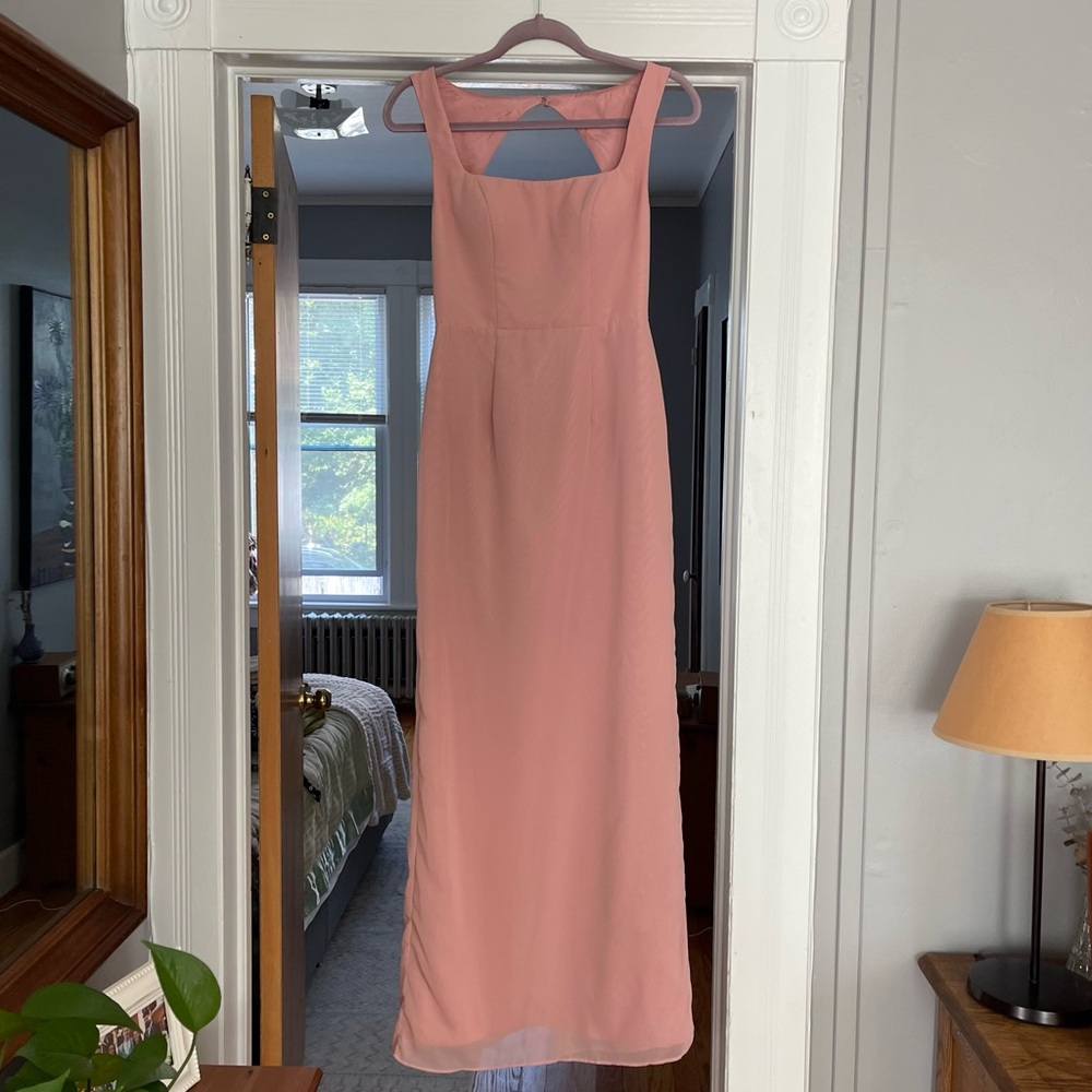 Azazie Flori Square Neck Sheath Dress in Rosette - Picture 2 of 5